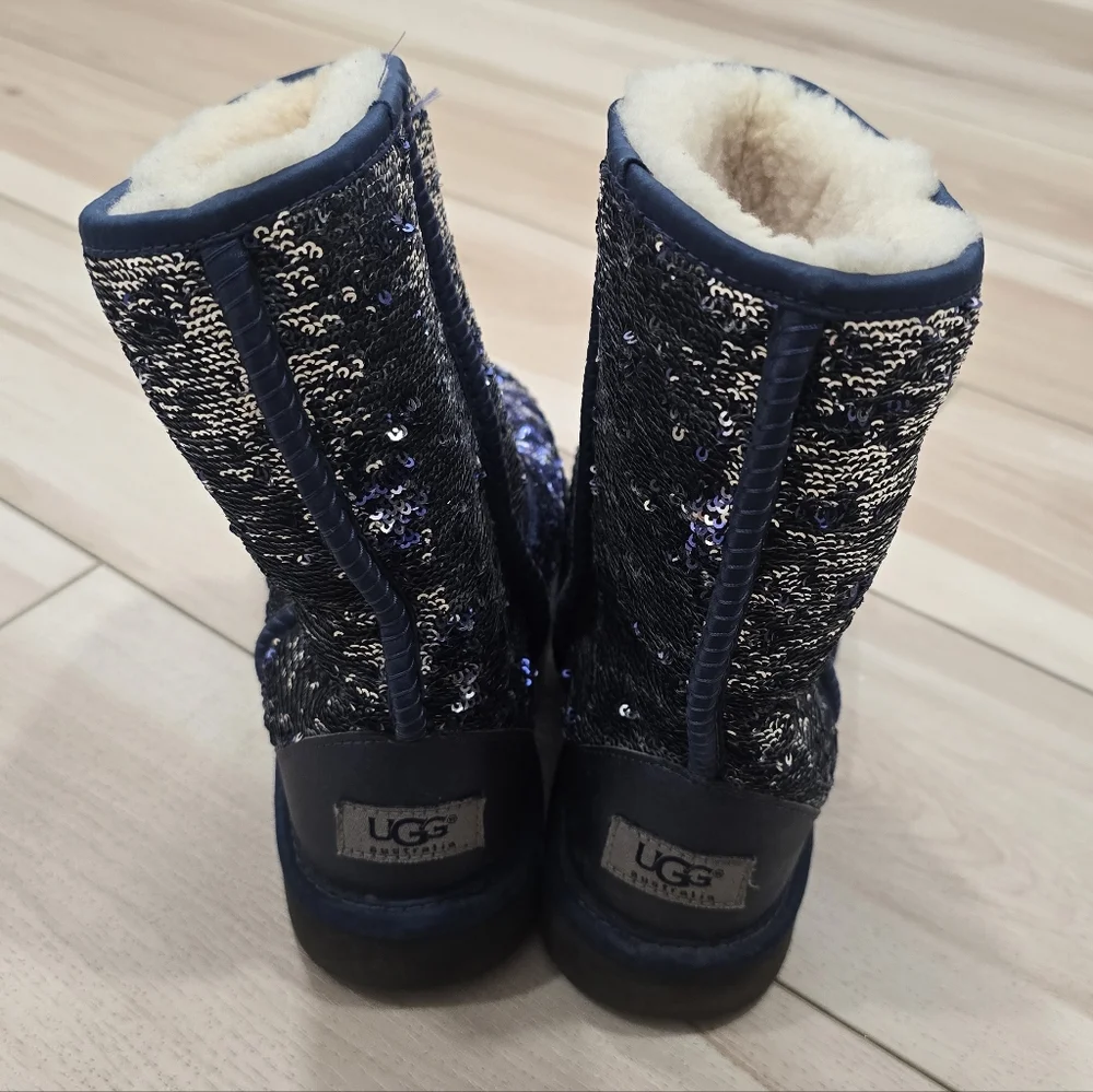 UGG Australia Classic Short Boots Blue Sequin Y2K